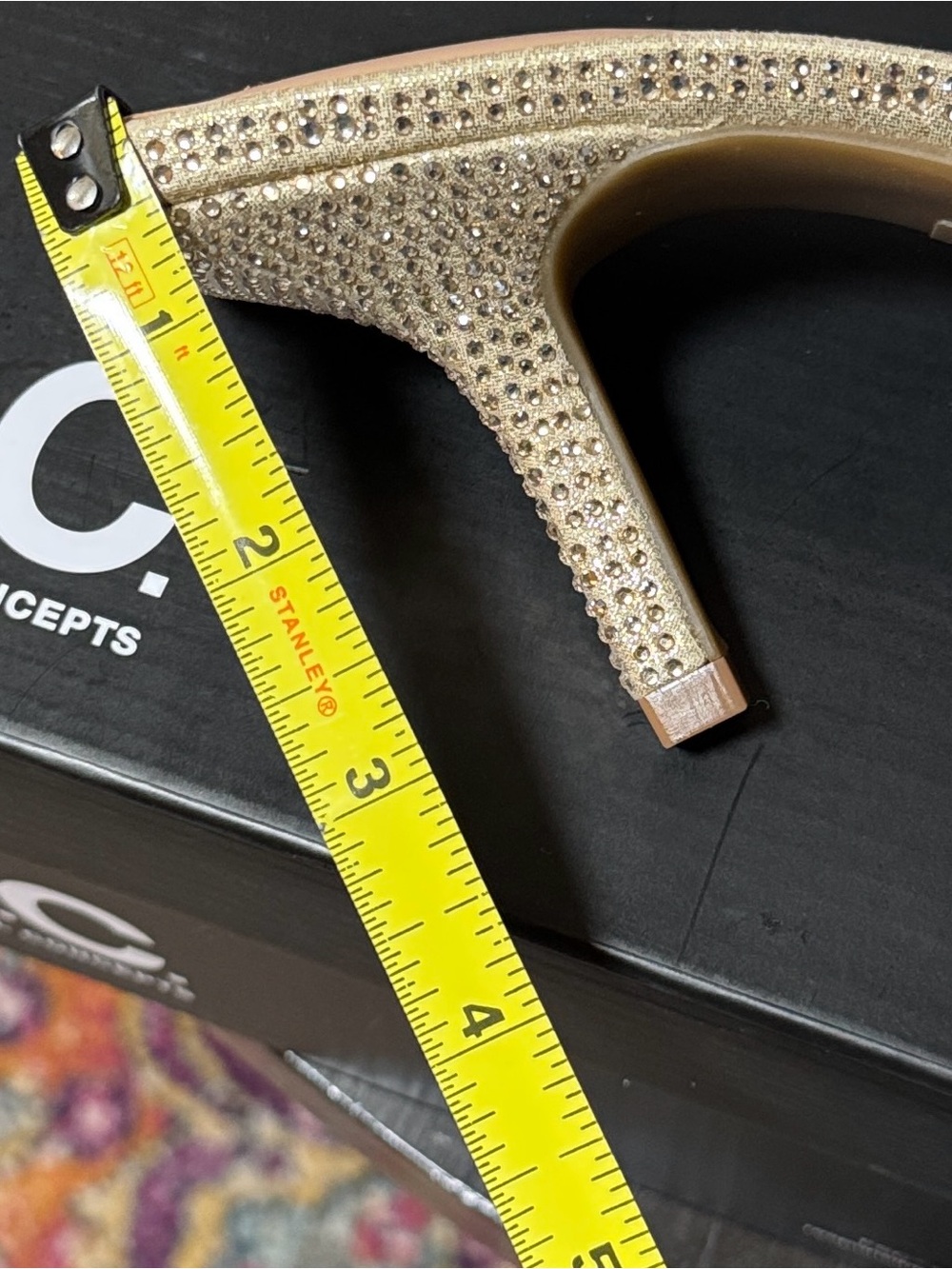 New INC International Concepts Gemma Gold Crystal Slide Sandals - Picture 3 of 3